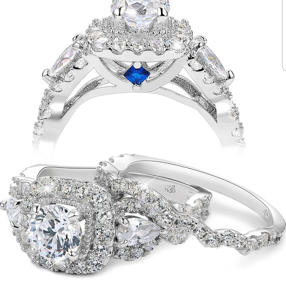 Newshe Engagement Wedding Ring Set S8